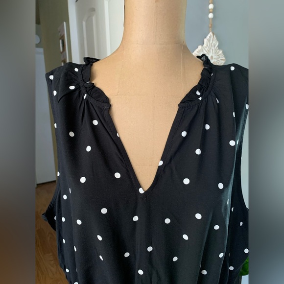 New GAP Viscose Polka Dot Coquette Dress Black & White XL Picnic - Picture 4 of 14